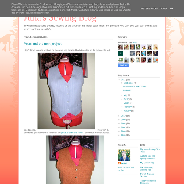 Julia's Sewing Blog screenshot